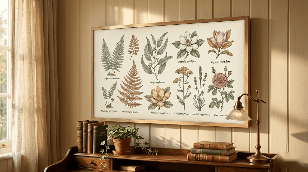 Vintage Botanical Frame TV mockup